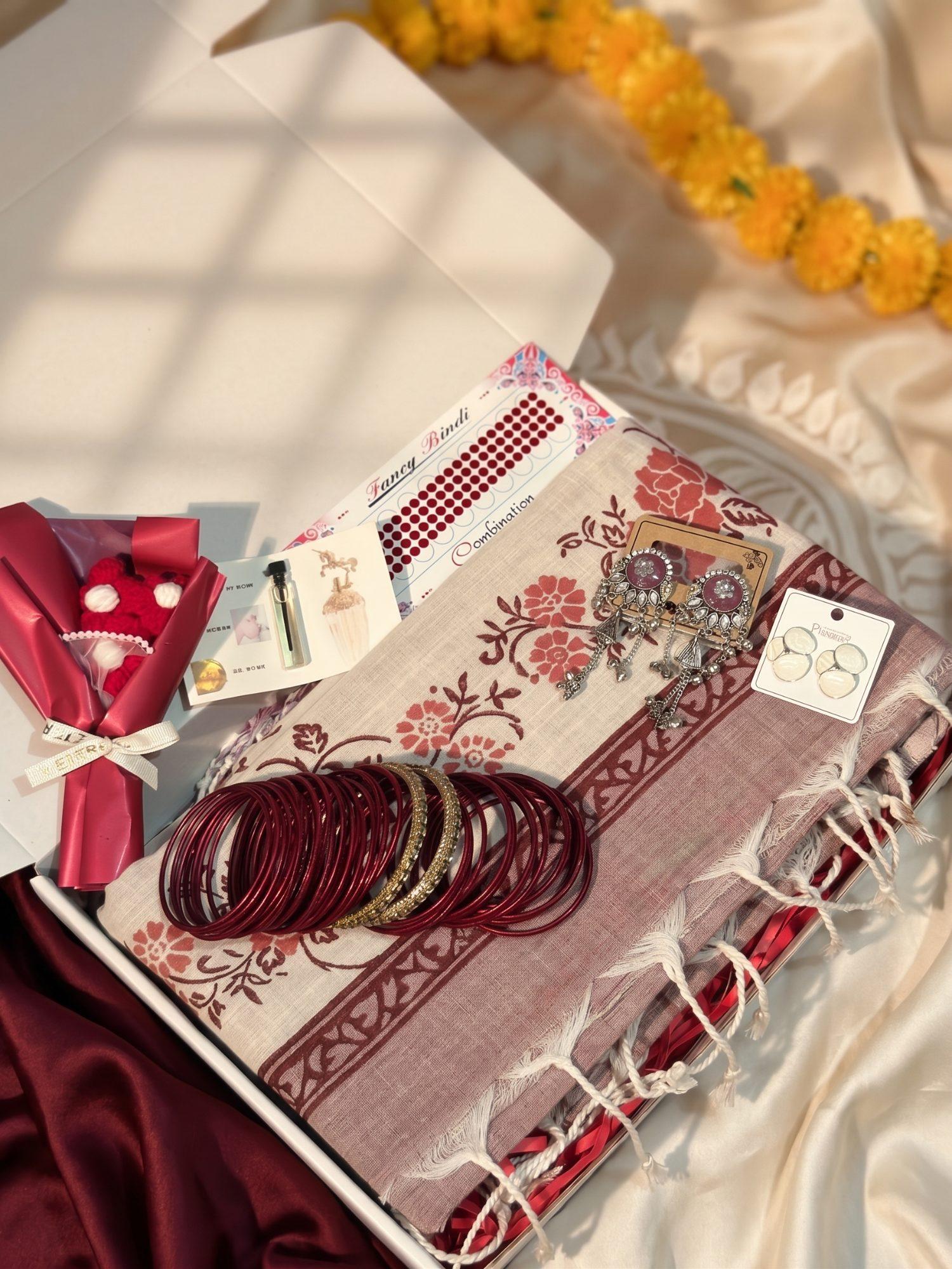 Mauve soft saree Combo