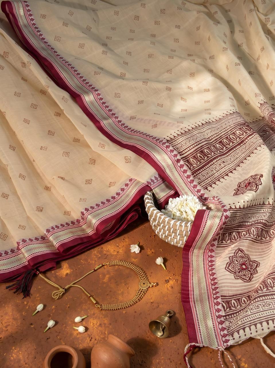 Aarong cotton Premium golden saree
