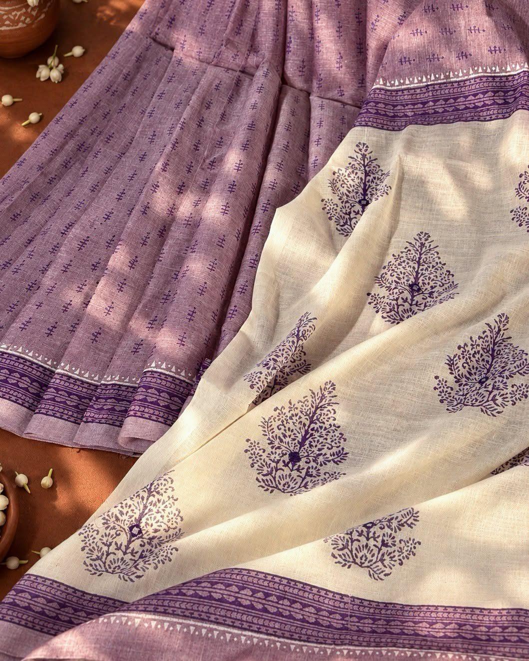 Lavender Andy Cotton saree with dollar work