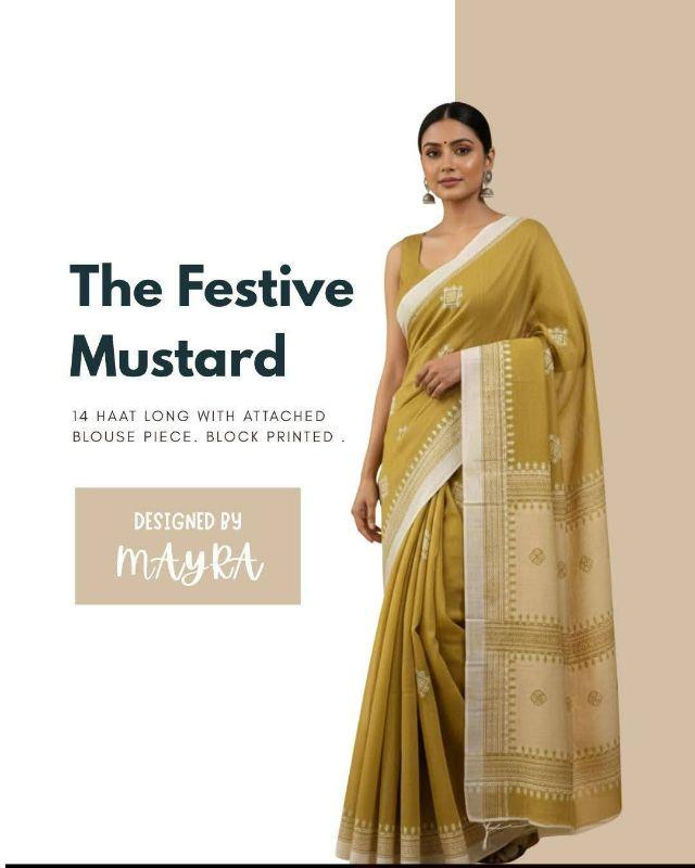 Mustard Handloom saree