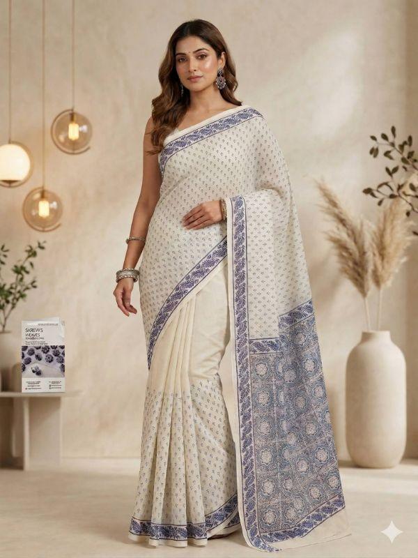 Kota Block Saree (blue & white)