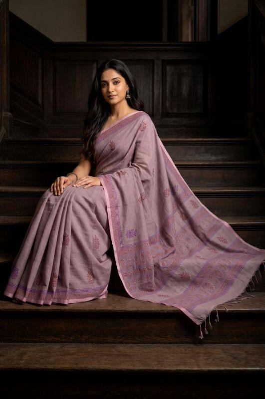 Mauve cotton Saree