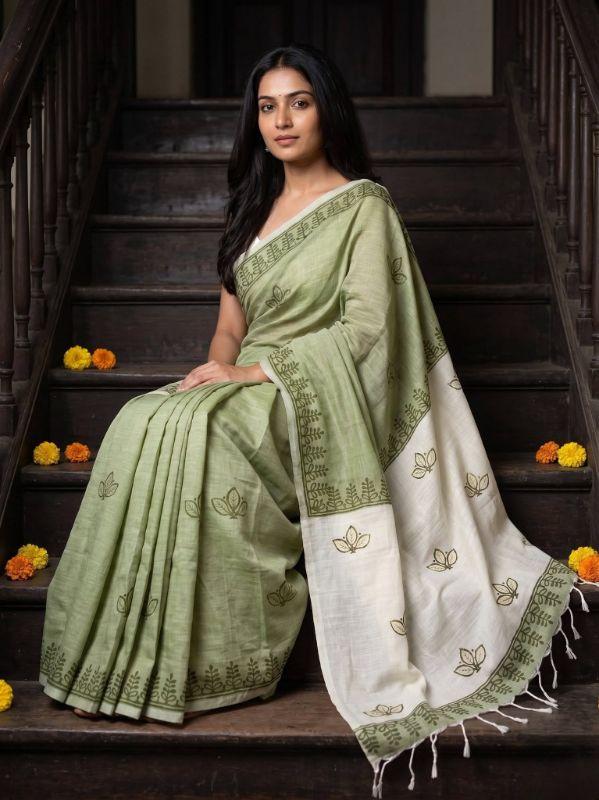 Olive andy cotton saree 