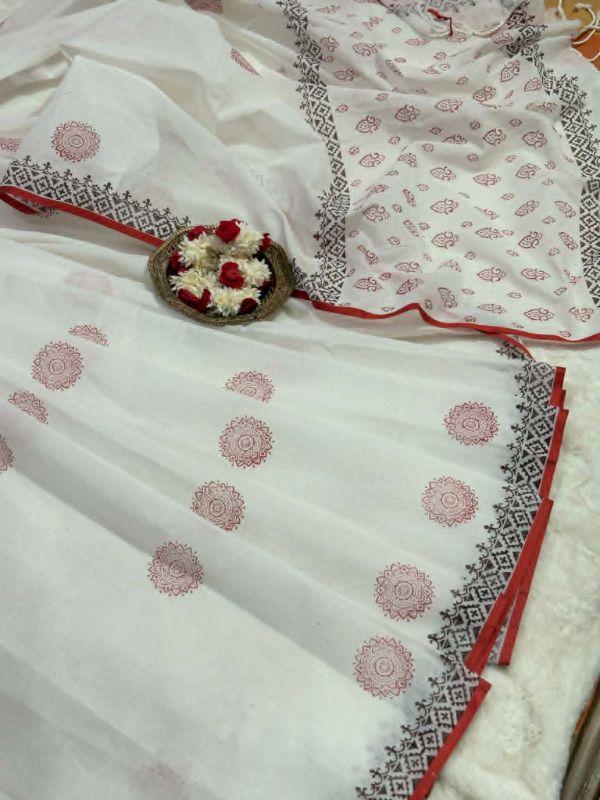 White Aarong Cotton Saree